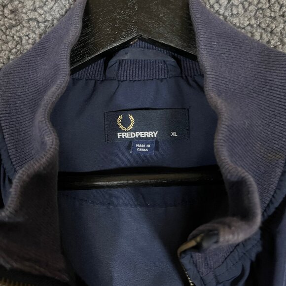 Fred Perry Nylon Full Zip Bomber Jacket - Men's Size XL - Blue - Picture 3 of 9